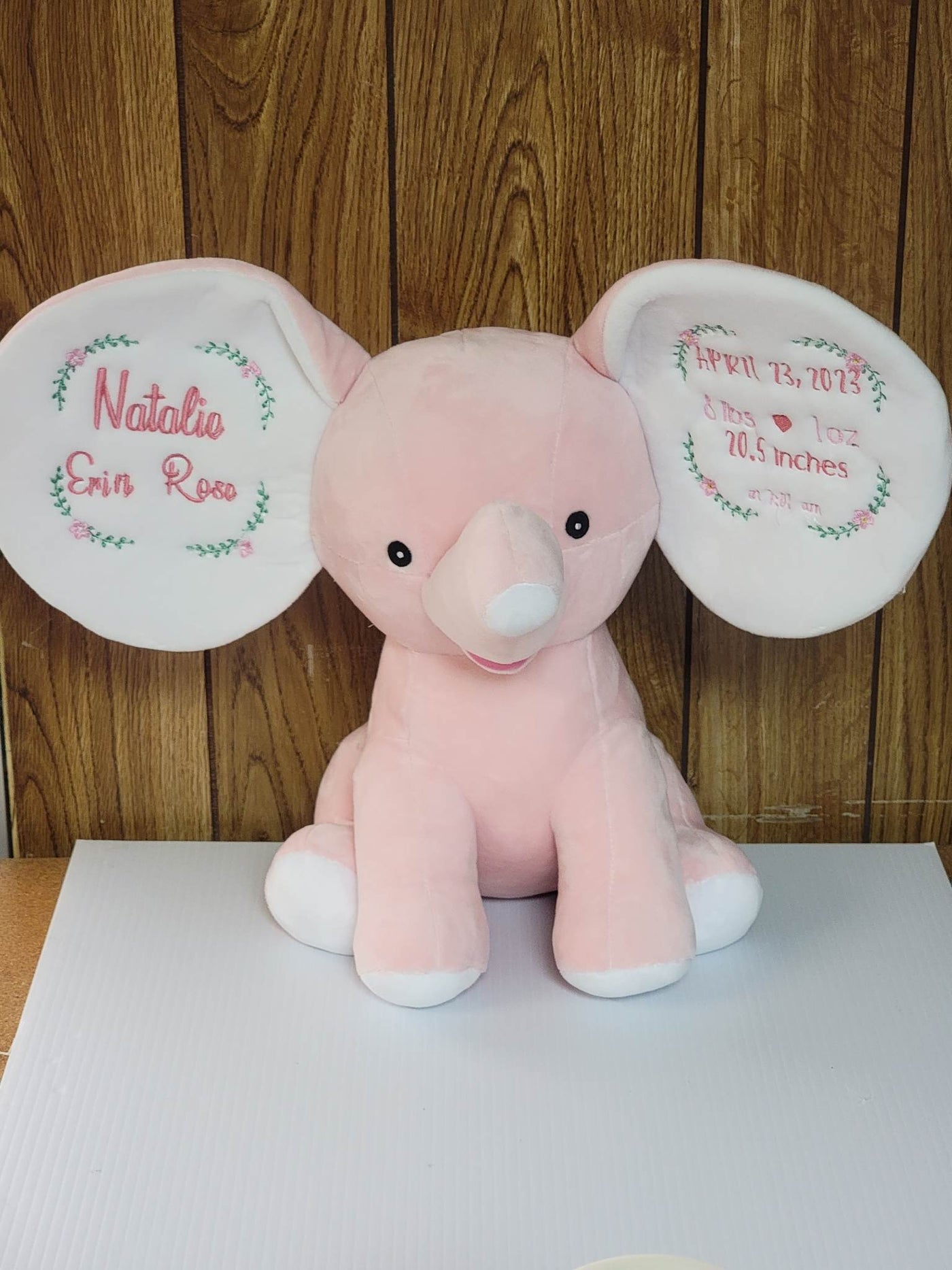 Personalized Birth Announcement Plush Elephant