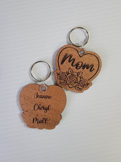 💐Personalized Floral Heart Wood Keychains – Perfect Gift for Mom💖 | Express Your Love with Unique, Handcrafted Wooden Keychains