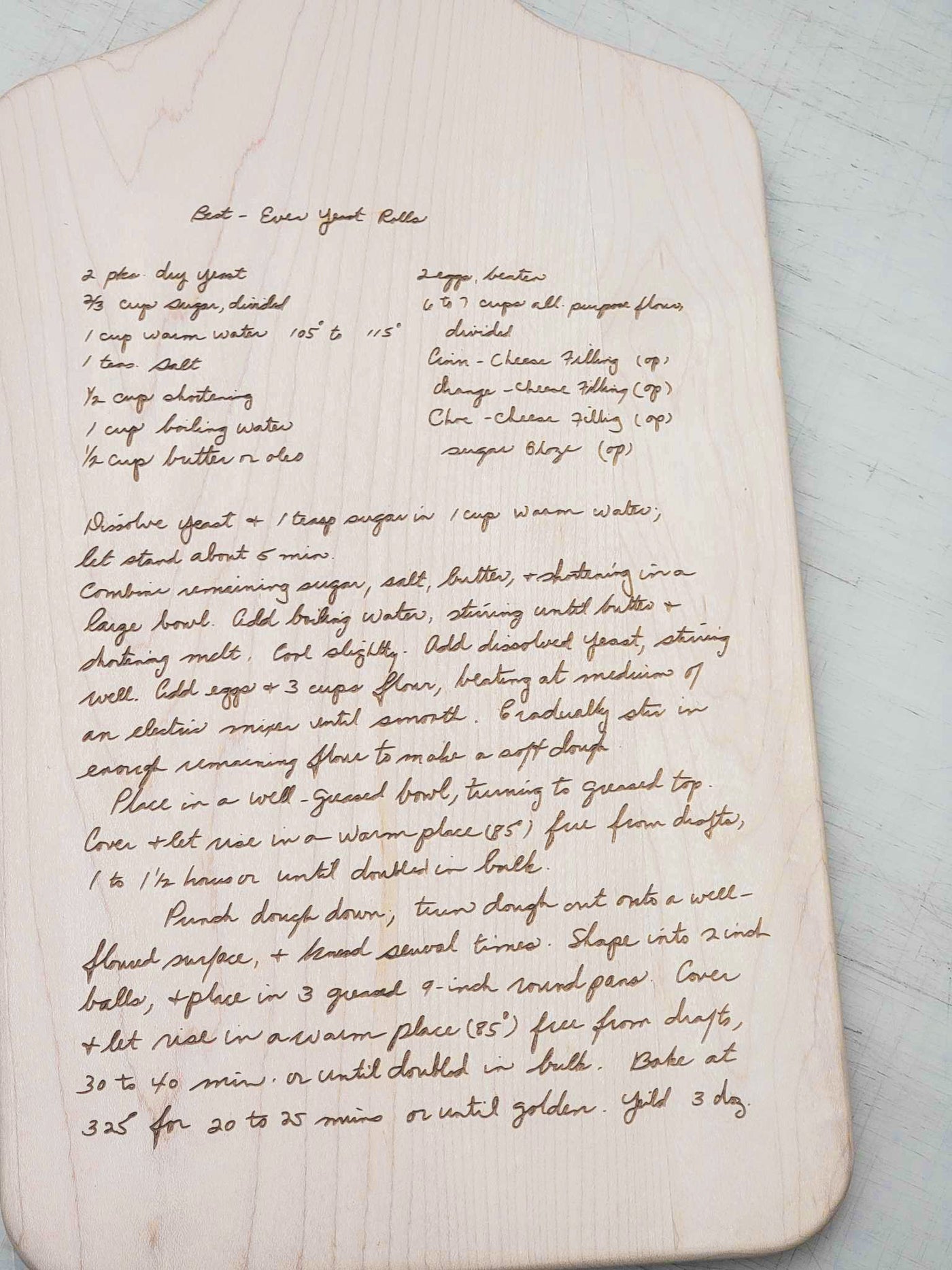 Handwritten Recipe Engraved Cutting Board, Custom Charcuterie Board