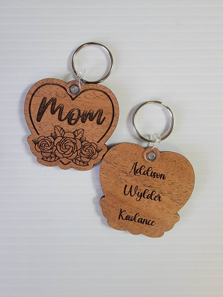 💐Personalized Floral Heart Wood Keychains – Perfect Gift for Mom💖 | Express Your Love with Unique, Handcrafted Wooden Keychains