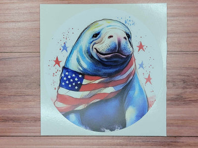 Patriotic Manatee Vinyl Decal Sticker