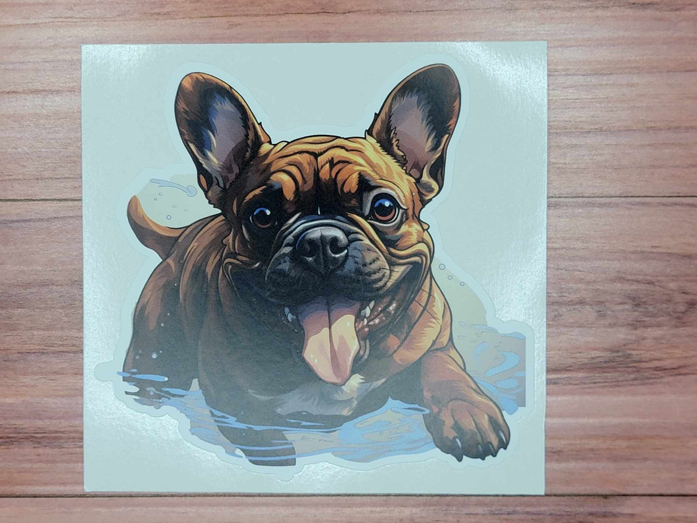 Happy French Bulldog Swimming Vinyl Decal Sticker