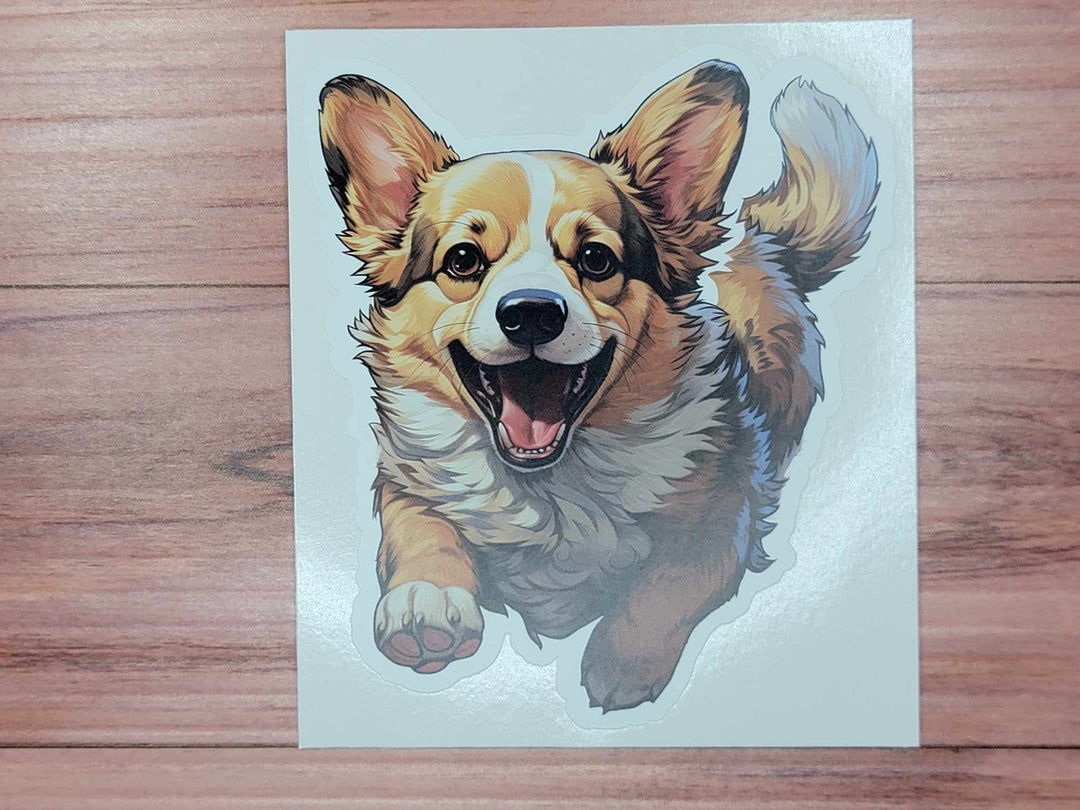Happy Corgi Vinyl Decal Sticker