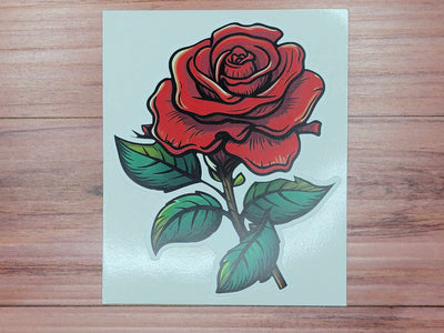 Single Red Rose Vinyl Decal Sticker