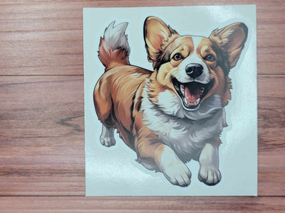 Happy Corgi Vinyl Decal Sticker