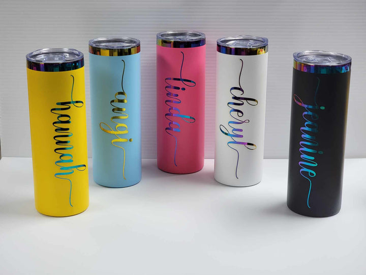 Personalized Rainbow 20oz Tumblers with Free Straw - Choose Your Name!
