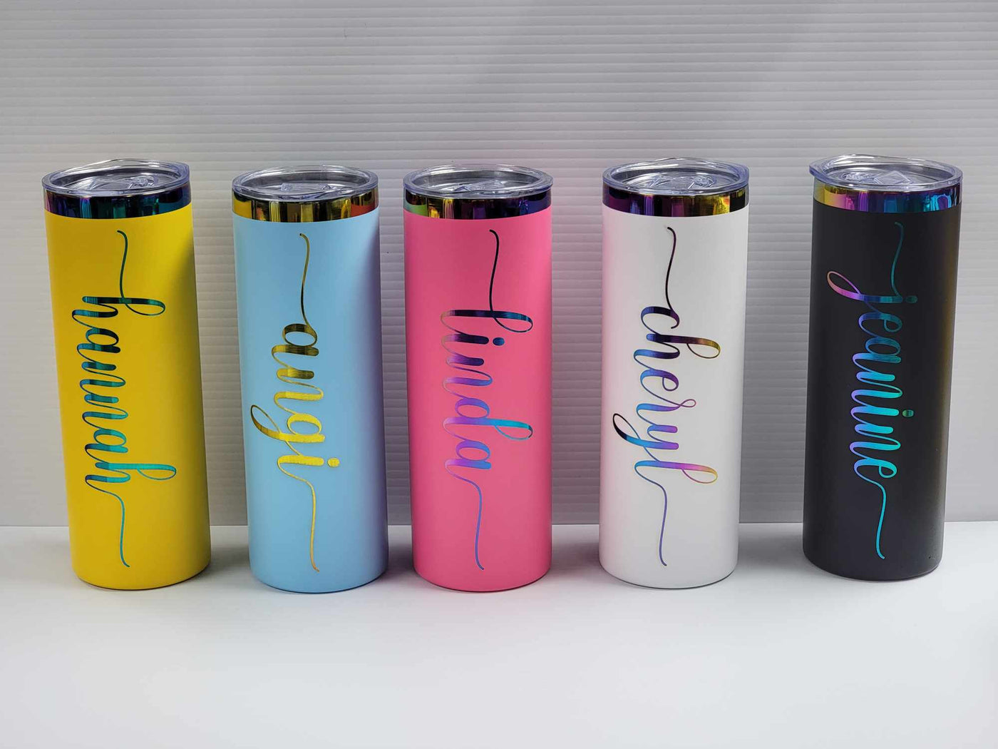 Personalized Rainbow 20oz Tumblers with Free Straw - Choose Your Name!