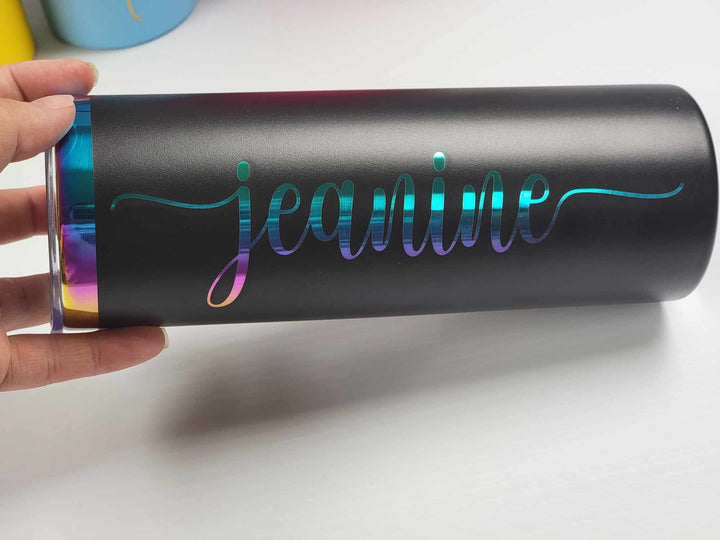 Personalized Rainbow 20oz Tumblers with Free Straw - Choose Your Name!