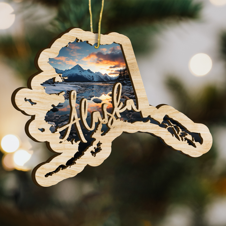 Alaska State Wood Ornament