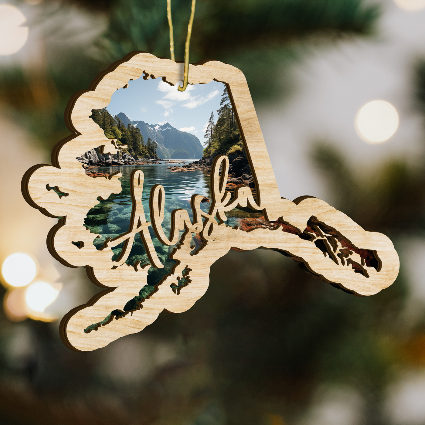 Alaska State Wood Ornament