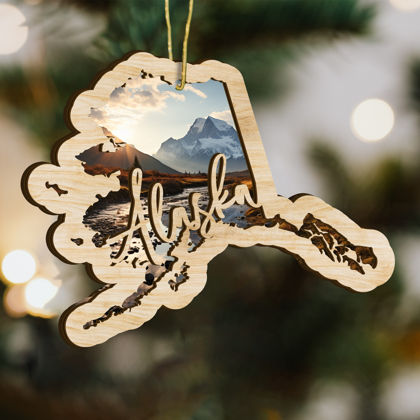 Alaska State Wood Ornament