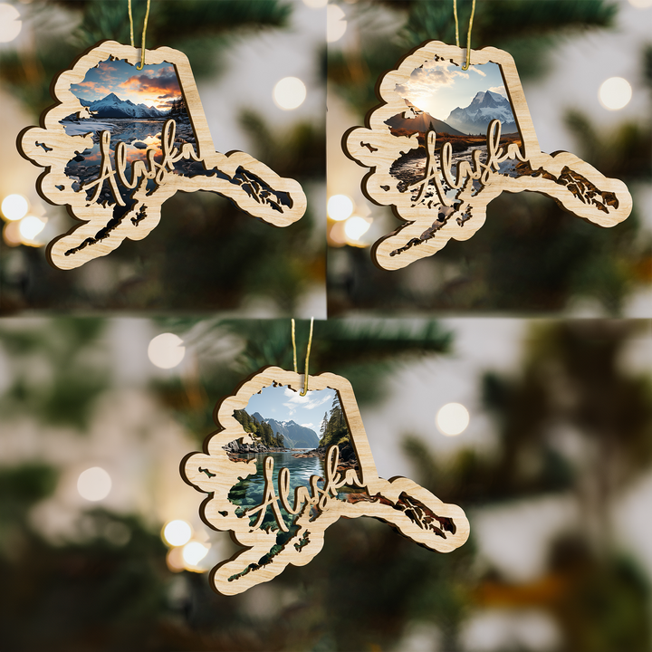 Alaska State Wood Ornament