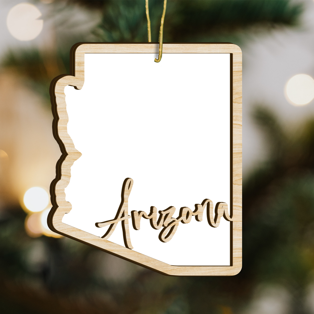 Arizona state-shape wood ornament - blank photo template, add your own photo