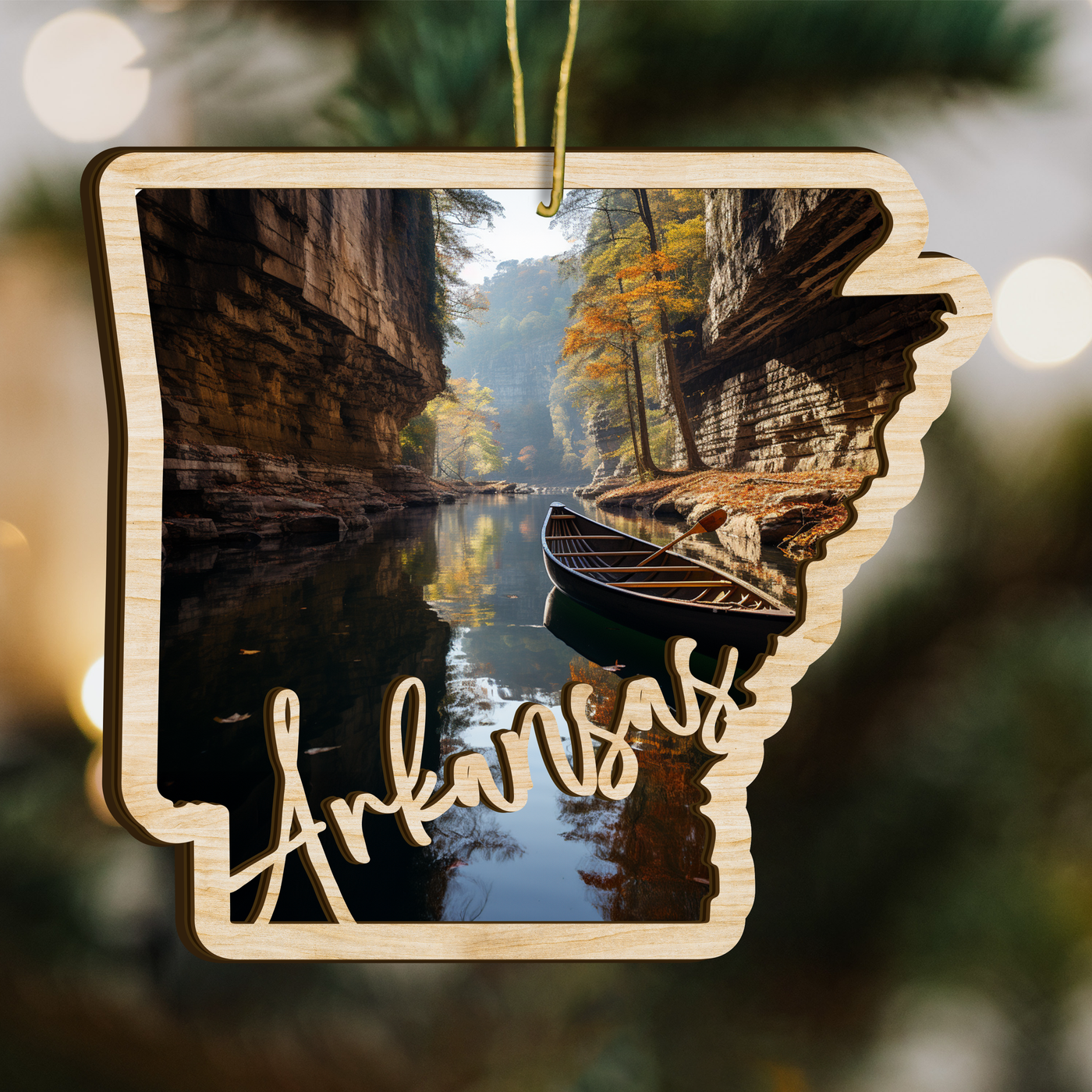 Arkansas State Wood Ornament