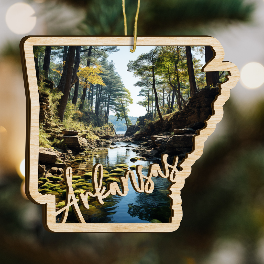 Arkansas State Wood Ornament