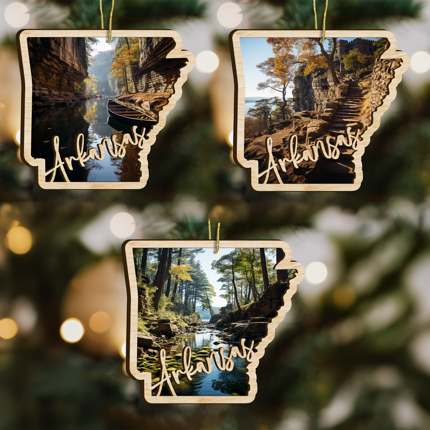 Arkansas State Wood Ornament