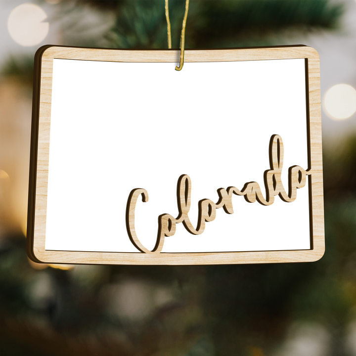 Colorado state-shape wood ornament - blank photo template, add your own photo