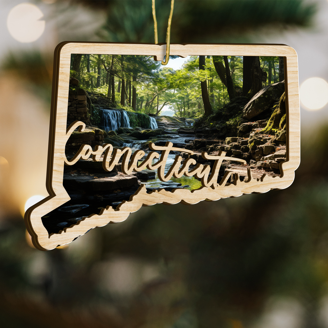 Connecticut State Wood Ornament
