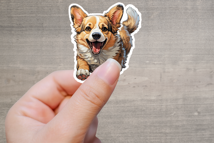 Happy Corgi Vinyl Decal Sticker