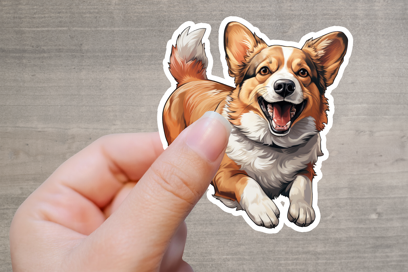 Happy Corgi Vinyl Decal Sticker