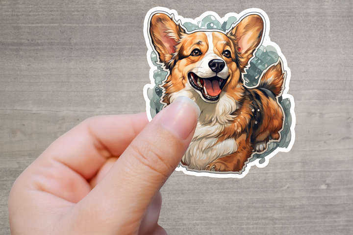 Happy Corgi Vinyl Decal Sticker