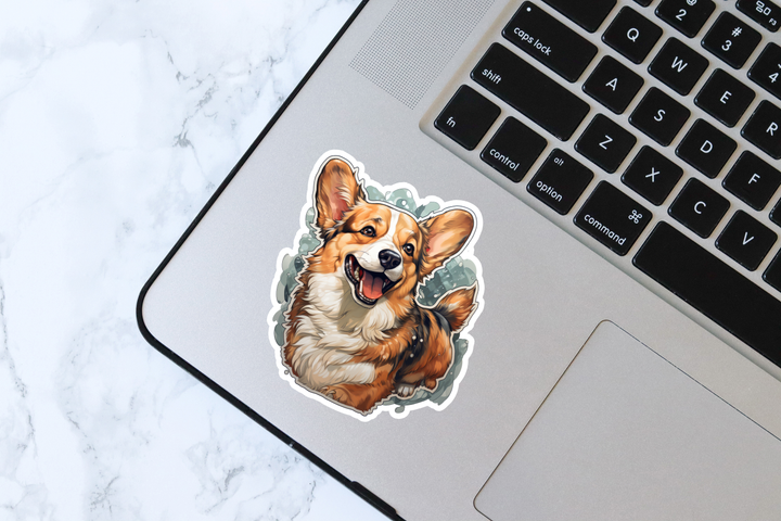 Happy Corgi Vinyl Decal Sticker