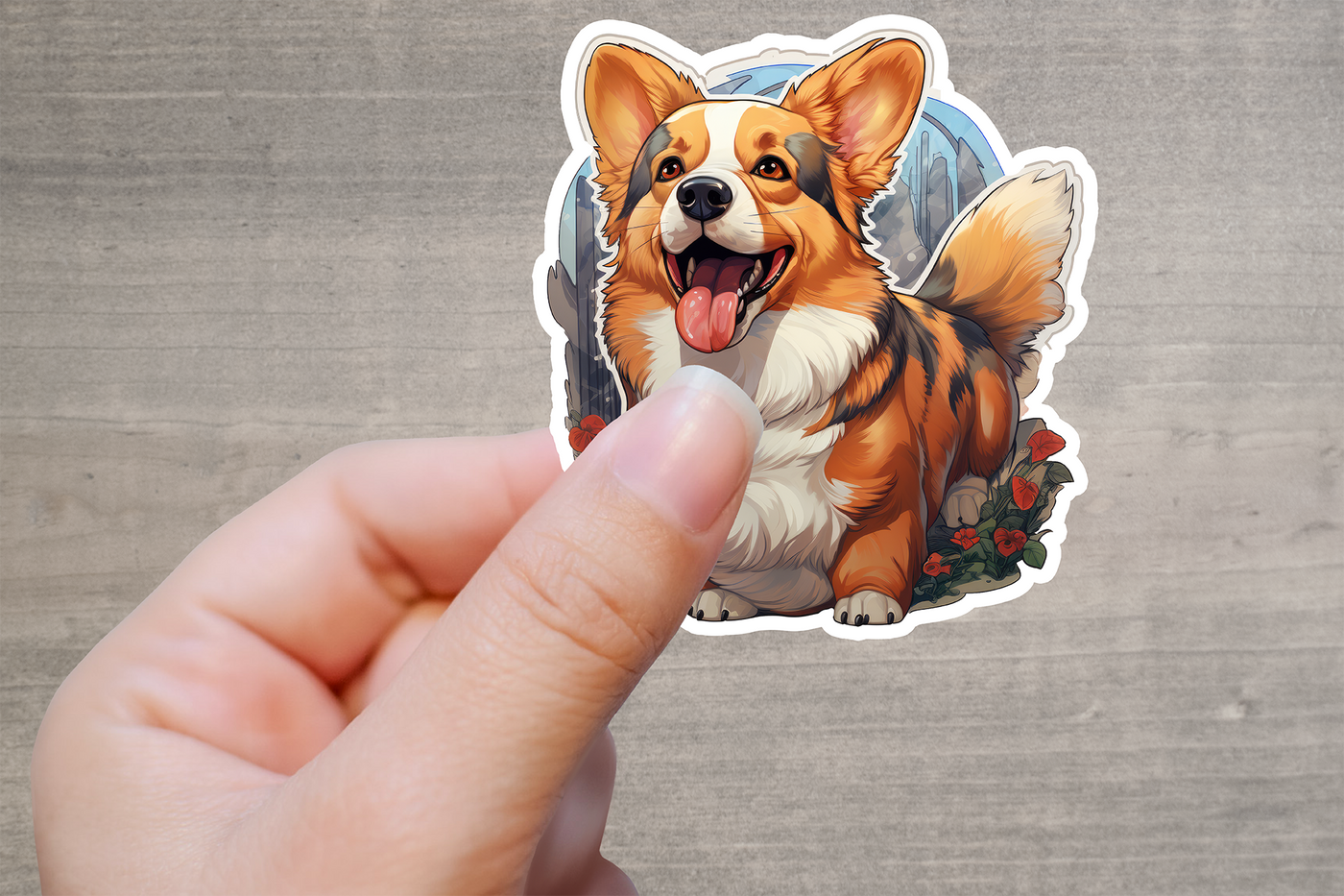 Happy Corgi Vinyl Decal Sticker