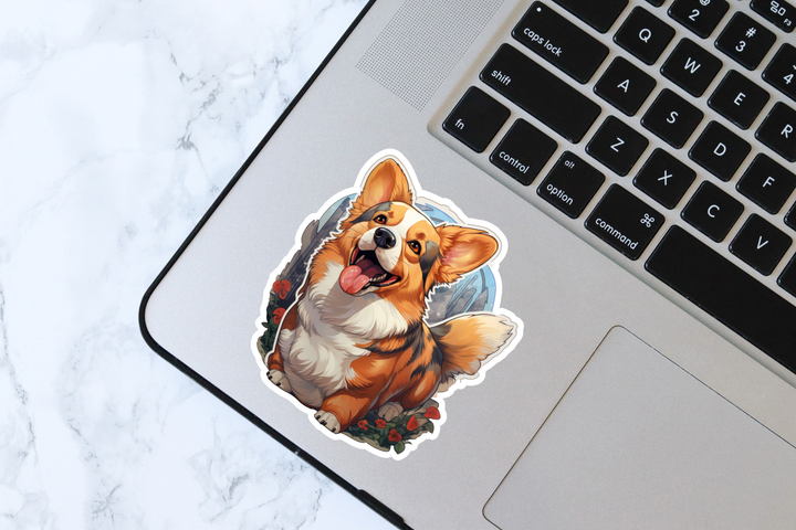 Happy Corgi Vinyl Decal Sticker