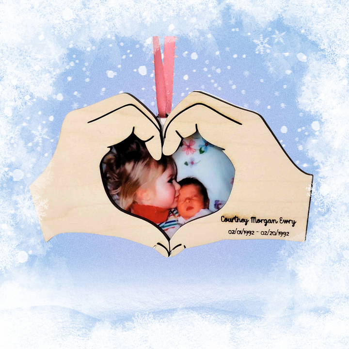 Personalized Heart Hand Memorial Ornament