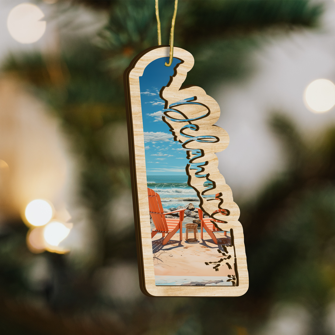 Delaware State Wood Ornament