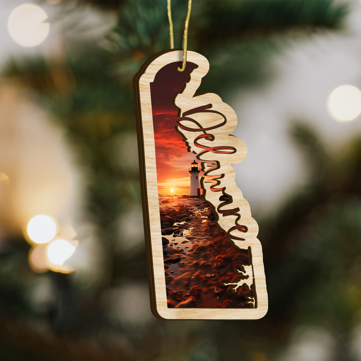 Delaware State Wood Ornament