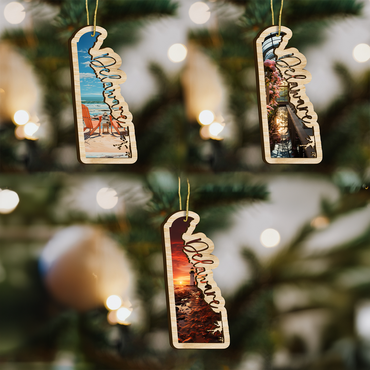 Delaware State Wood Ornament