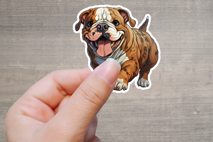 Happy English Bulldog Vinyl Decal Sticker