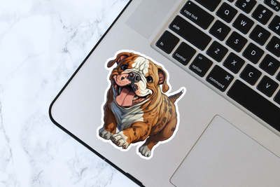 Happy English Bulldog Vinyl Decal Sticker