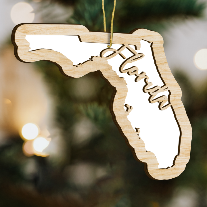 Florida state-shape wood ornament - blank photo template, add your own photo