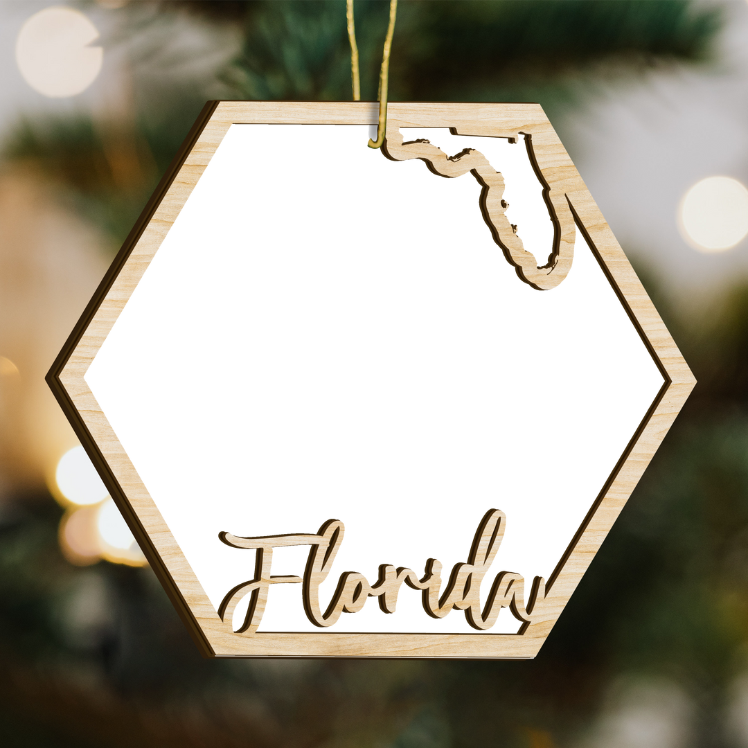 Florida hexagon wood ornament - blank photo template, add your own photo