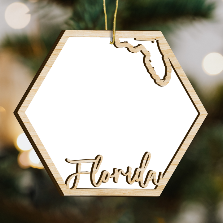 Florida hexagon wood ornament - blank photo template, add your own photo