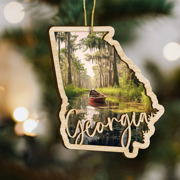 Georgia State Wood Ornament