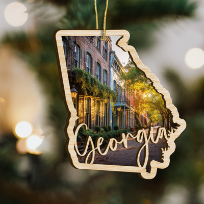 Georgia State Wood Ornament