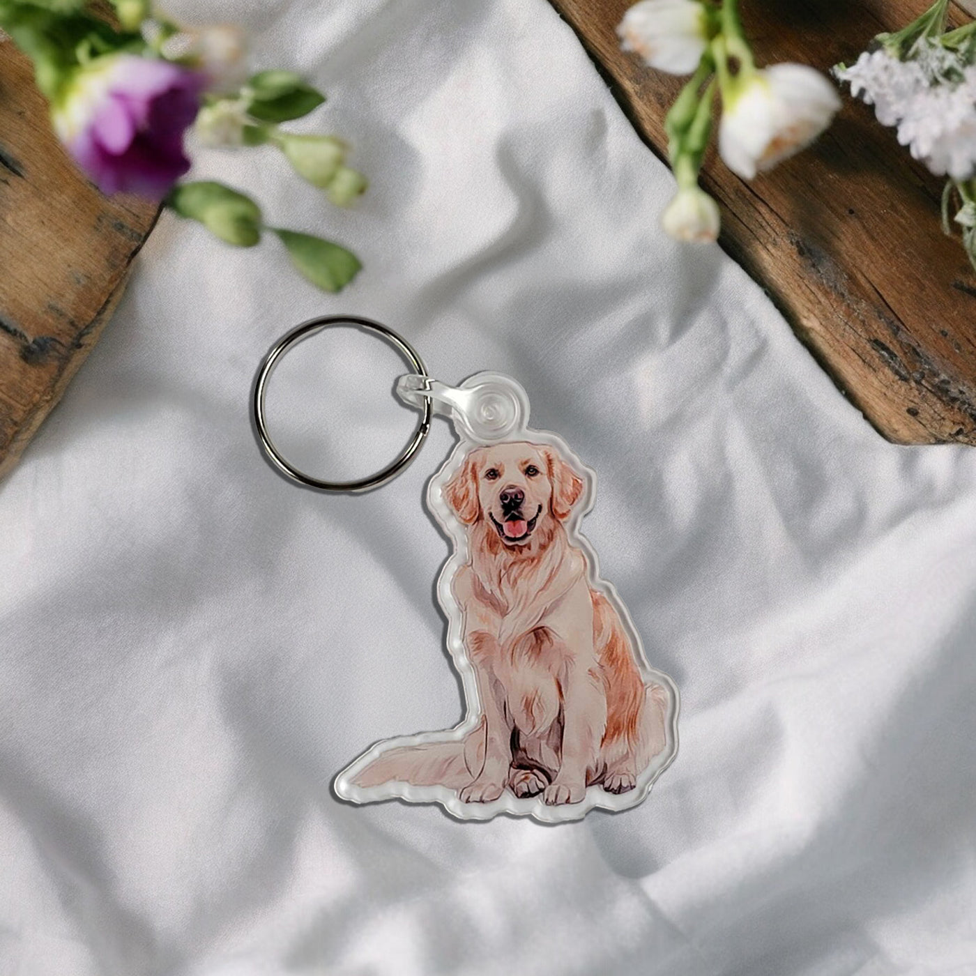 Golden Retriever Acrylic Keychain