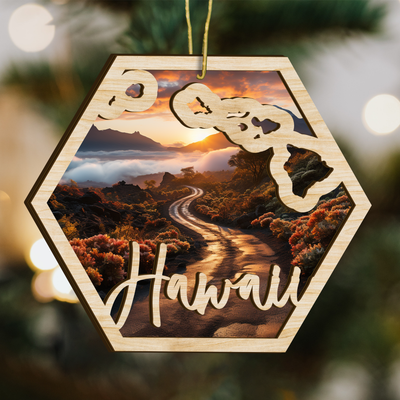 Hawaii State Wood Ornament