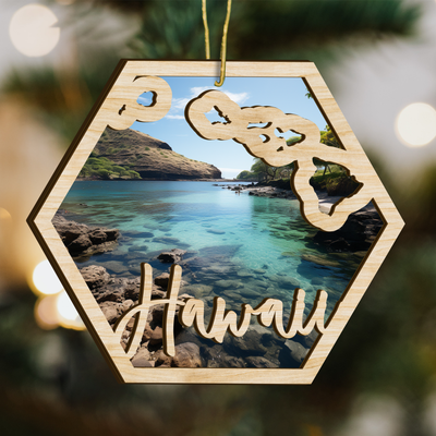 Hawaii State Wood Ornament