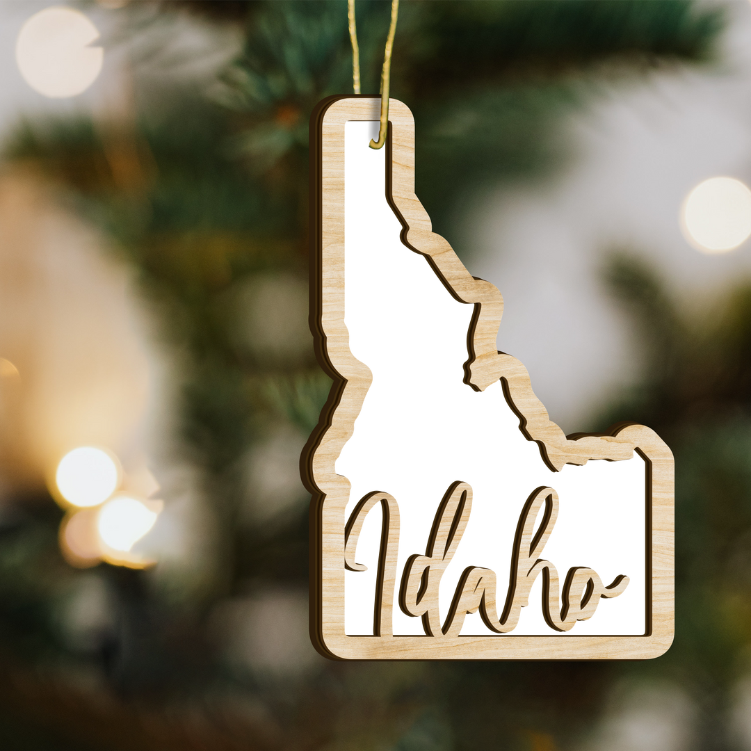 Idaho state-shape wood ornament - blank photo template, add your own photo