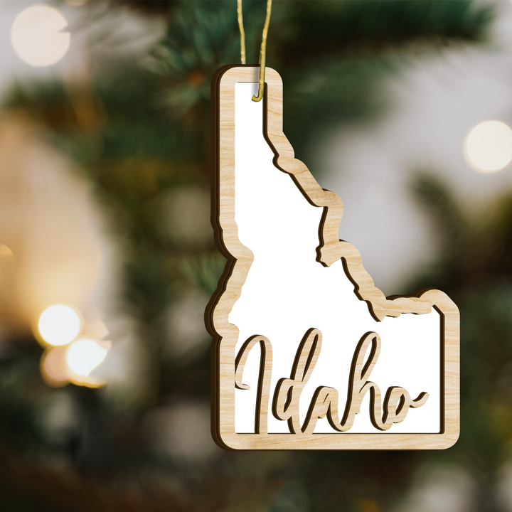 Idaho state-shape wood ornament - blank photo template, add your own photo