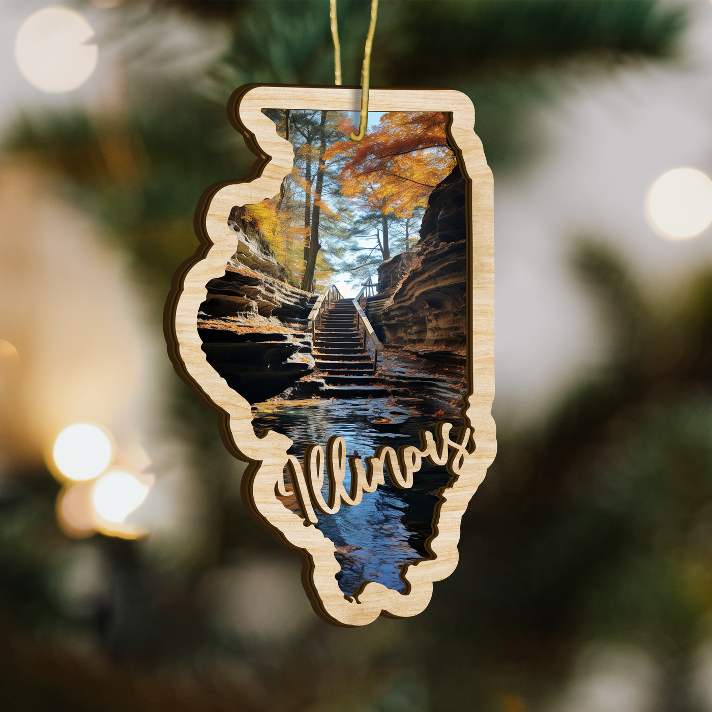 Illinois State Wood Ornament