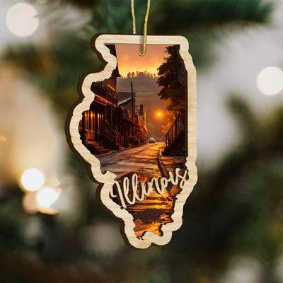 Illinois State Wood Ornament