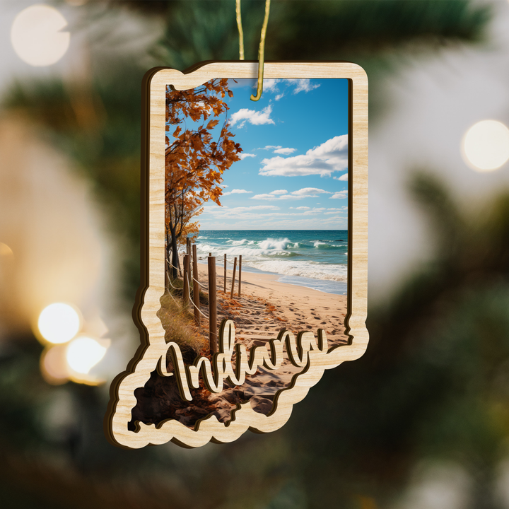 Indiana State Wood Ornament