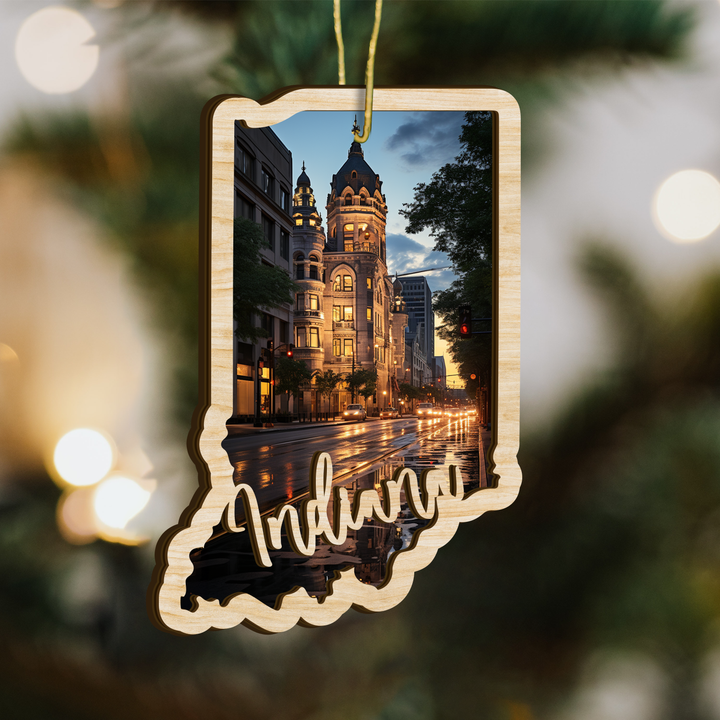 Indiana State Wood Ornament