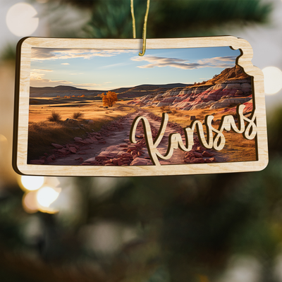 Kansas State Wood Ornament