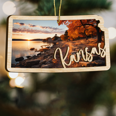 Kansas State Wood Ornament